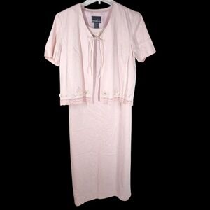 NWT Vintage‎ Y2K Positive Attitude Pink Linen Blend 2 Piece Dress Set Sz 14